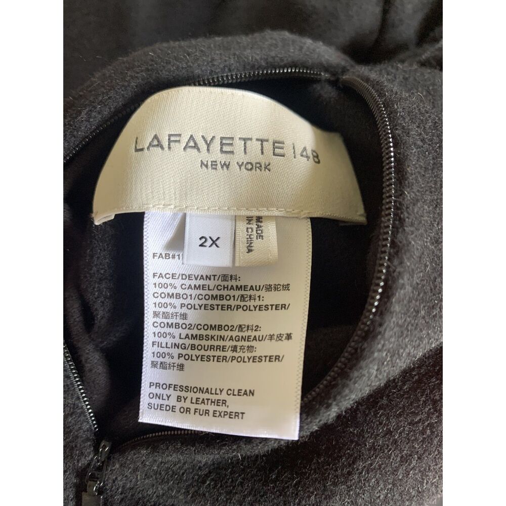 Lafayette 148 Reversible Puffer Coat Camel Hair & Tech Black 2X Excellent - Picture 9 of 13